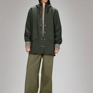 RAINS Green Waterproof Hooded Raincoat Jacket Women’s Size XS